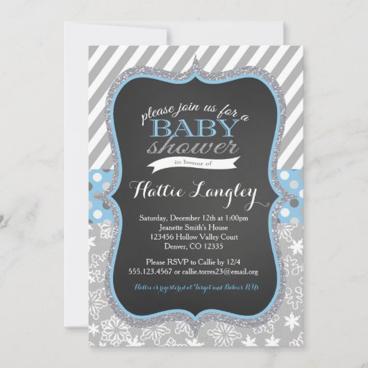 Invitation au Baby shower de l'hiver Snowflake Boy (Devant)