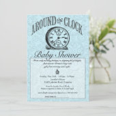 Invitation au Baby shower de l'horloge - Bleu (Debout devant)