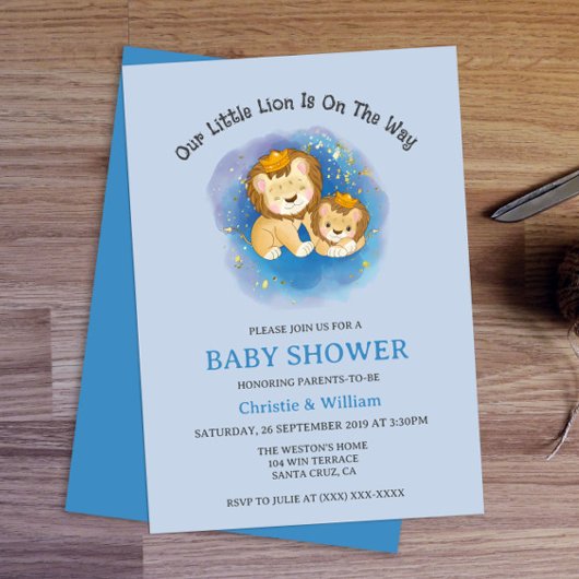 Invitation au Baby shower de lion mignon