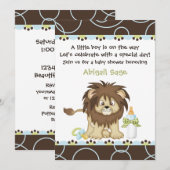 Invitation au Baby shower de Lion pour les garçons (Devant / Derrière)