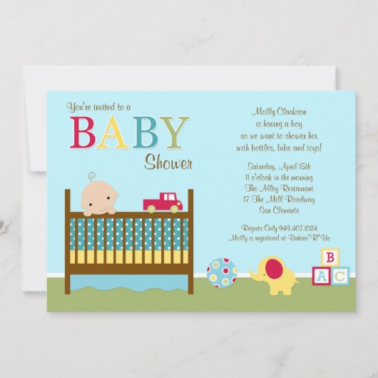 Invitation au Baby shower de lit (Devant)