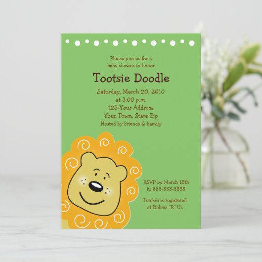 Invitation au Baby shower de Little Leo Lion 5 x 7 (Debout devant)