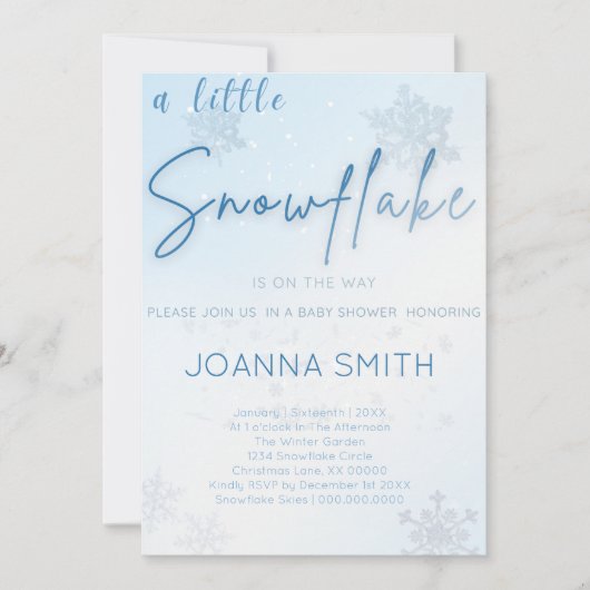 Invitation au Baby shower de Little Snowflake, hiv (Devant)