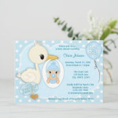 Invitation au baby shower de livraison de la cigog (Debout devant)