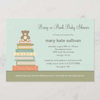 Invitation au Baby shower de livre (Bleu)