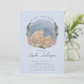 Invitation au Baby shower de l'ours couché du bois (Debout devant)