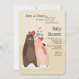 Invitation au Baby shower de l'ours couple
