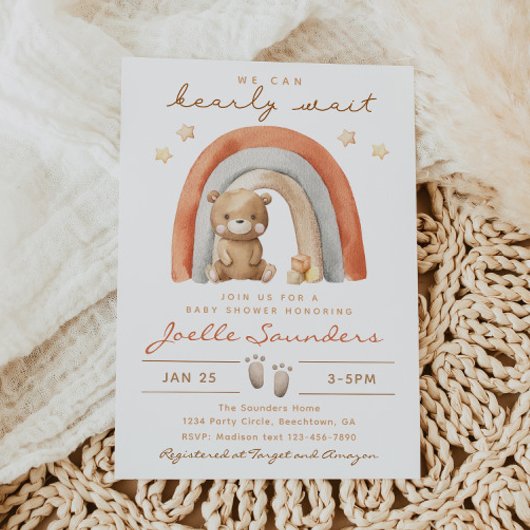 Invitation au Baby shower de l'ours de Boho | Bébé