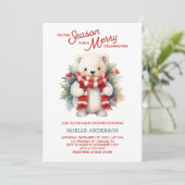 Invitation au Baby shower de l'ours de Noël (Debout devant)