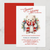 Invitation au Baby shower de l'ours de Noël (Devant / Derrière)