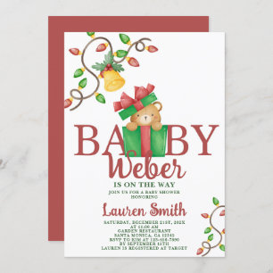 Invitation au Baby shower de l'ours de Noël