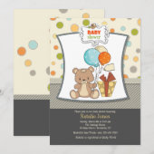 Invitation au Baby shower de l'ours de Teddy (Devant / Derrière)