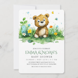 Invitation au Baby shower de l'ours des bois