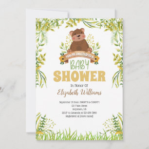 Invitation au Baby shower de l'ours des bois