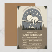 Invitation au Baby shower de l'ours des bois | Fon (Devant / Derrière)
