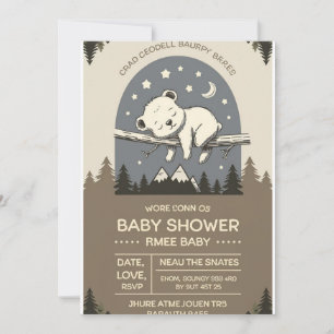 Invitation au Baby shower de l'ours des bois   Fon