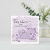 Invitation au Baby shower de l'ours en peluche (Debout devant)