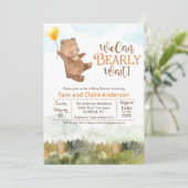 Invitation au Baby shower de l'ours en peluche neu (Debout devant)