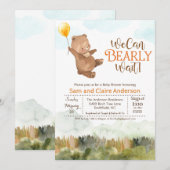 Invitation au Baby shower de l'ours en peluche neu (Devant / Derrière)