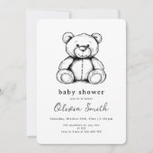Invitation au Baby shower de l'ours en peluche, no (Devant)