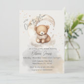 Invitation au Baby shower de l'ours en peluche sur (Debout devant)