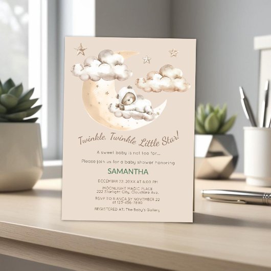 Invitation au Baby shower de l'ours Little Star Tw