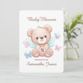 Invitation au Baby shower de l'ours mignon avec co (Debout devant)