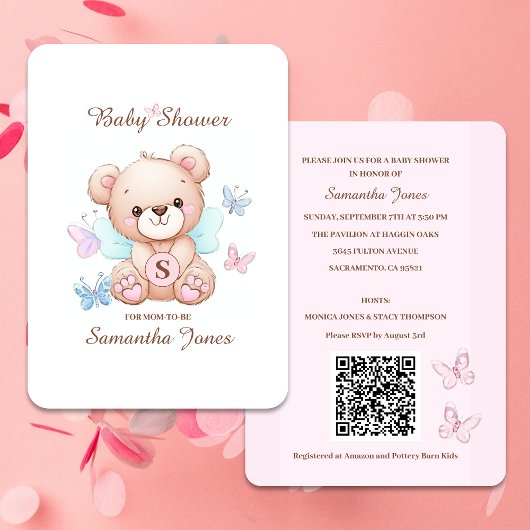 Invitation au Baby shower de l'ours mignon avec co