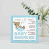 Invitation au Baby shower de l'Ours Parapluie (Debout devant)