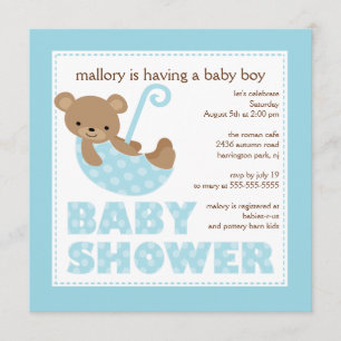 Invitation au Baby shower de l'Ours Parapluie