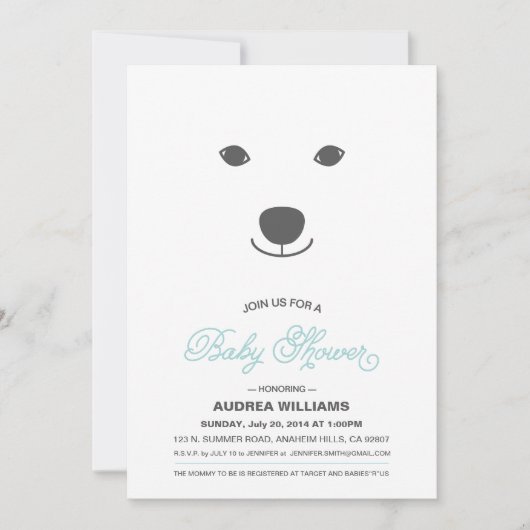 Invitation au Baby shower de l'ours polaire (Devant)