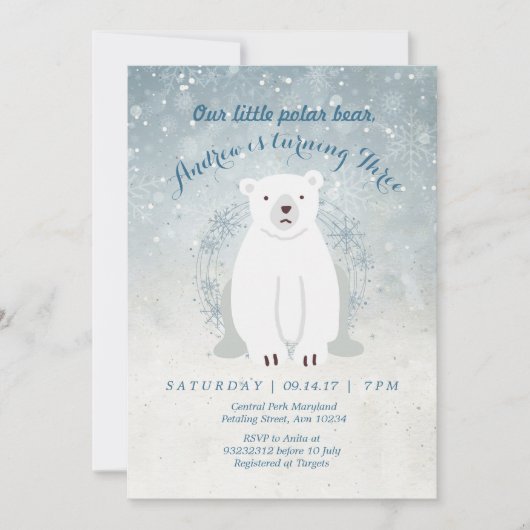 Invitation au Baby shower de l'ours polaire (Devant)