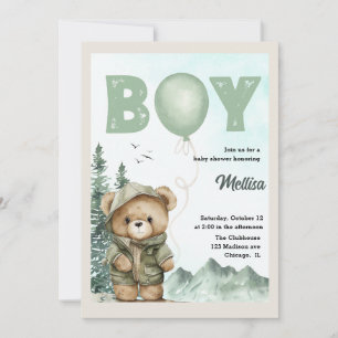 Invitation au Baby shower de l'ours pour bébé garç