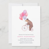 Invitation au Baby shower de l'ours vintage (Devant)