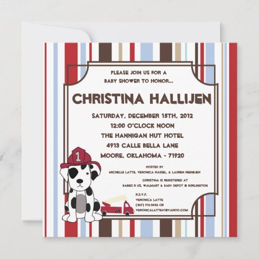 Invitation au Baby shower de moteur d'incendie 5x5 (Devant)