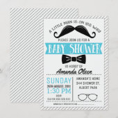 Invitation au Baby shower de Mustache Little Gentl (Devant / Derrière)