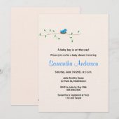 Invitation au Baby shower de nid d'oiseaux pour bé (Devant / Derrière)