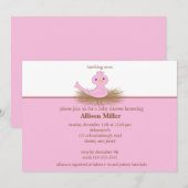 Invitation au Baby shower de nid d'oiseaux rose bé (Devant / Derrière)