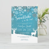 Invitation au Baby shower de Noël d'un petit floco (Debout devant)