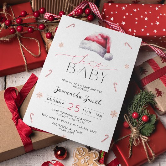 Invitation au Baby shower de Noël Père Noël