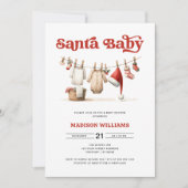 Invitation au Baby shower de Noël Père Noël (Devant)