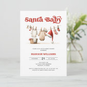 Invitation au Baby shower de Noël Père Noël (Debout devant)