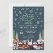Invitation au Baby shower de Noël Woodland (Devant)
