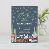 Invitation au Baby shower de Noël Woodland (Debout devant)