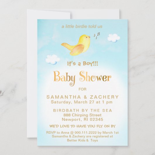 *~* Invitation au Baby shower de nuage de ciel de (Devant)