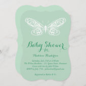 Invitation au Baby shower de papillon à la menthe (Devant / Derrière)