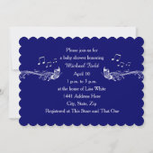 Invitation au Baby shower de papillon musical Blue (Dos)