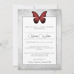 Invitation au Baby shower de papillon rouge