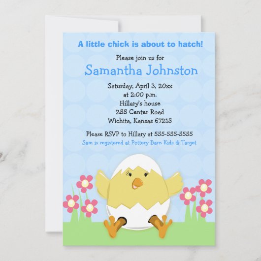 Invitation au Baby shower de Pâques (Devant)
