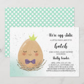 Invitation au Baby shower de Pâques Prince - Oeuf (Devant / Derrière)